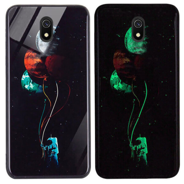 

TPU+Glass чехол светящийся в темноте для Xiaomi Redmi 8a Космос / Черный