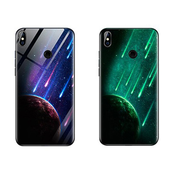 

TPU+Glass чехол светящийся в темноте для Xiaomi Redmi Note 5 Pro / Note 5 (AI Dual Camera) Метеорит / Синий