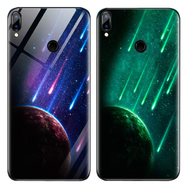 

TPU+Glass чехол светящийся в темноте для Xiaomi Redmi Note 7 / Note 7 Pro / Note 7s Метеорит / Синий