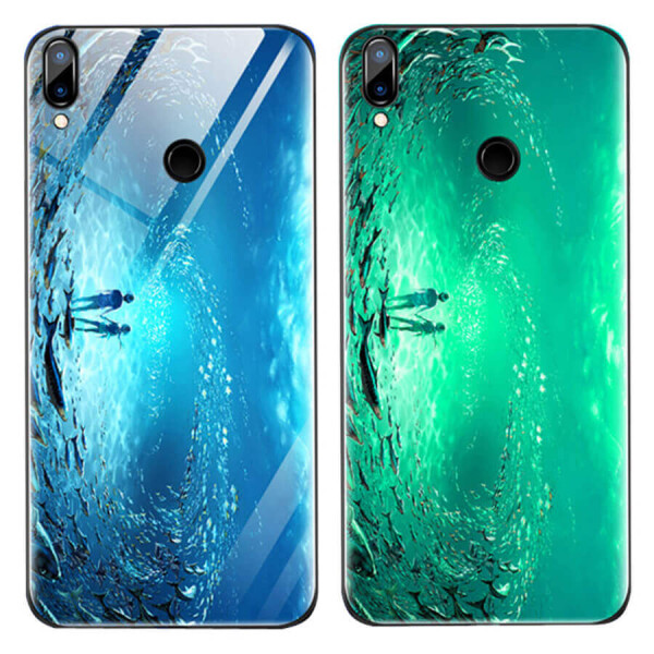 

TPU+Glass чехол светящийся в темноте для Xiaomi Redmi Note 7 / Note 7 Pro / Note 7s Под водой / Голубой