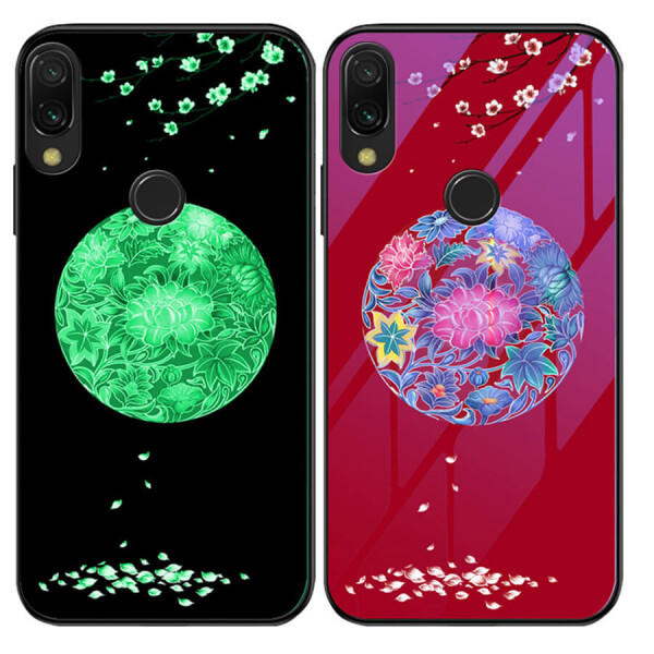 

TPU+Glass чехол светящийся в темноте для Xiaomi Redmi Note 7 / Note 7 Pro / Note 7s Цветное плетение / Красный
