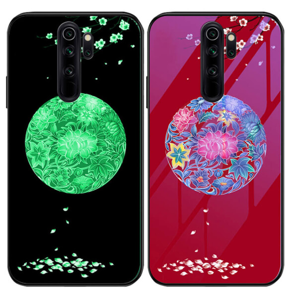 

TPU+Glass чехол светящийся в темноте для Xiaomi Redmi Note 8 Pro Цветное плетение / Красный