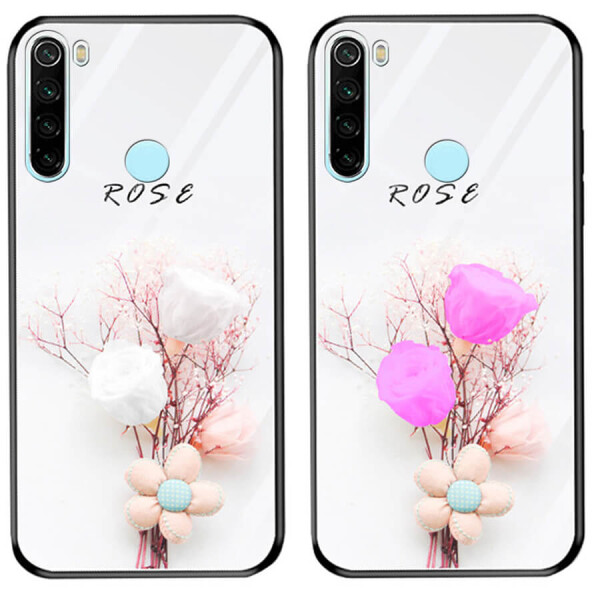 

TPU+Glass чехол светящийся в темноте для Xiaomi Redmi Note 8 Rose /Белый