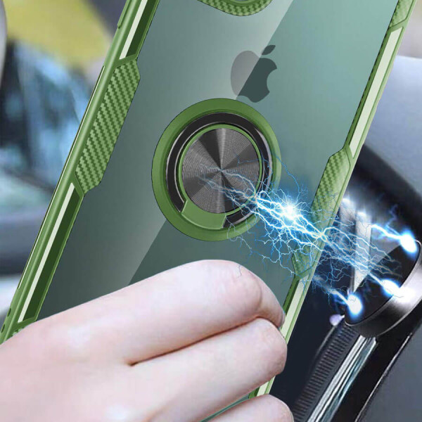 

TPU+PC чехол Deen CrystalRing под магнитный держатель для Apple iPhone 11 (6.1") Бесцветный / Оливковый