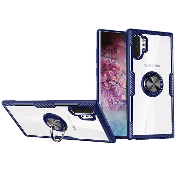 

TPU+PC чехол Deen CrystalRing под магнитный держатель для Samsung Galaxy Note 10 Plus Бесцветный / Синий