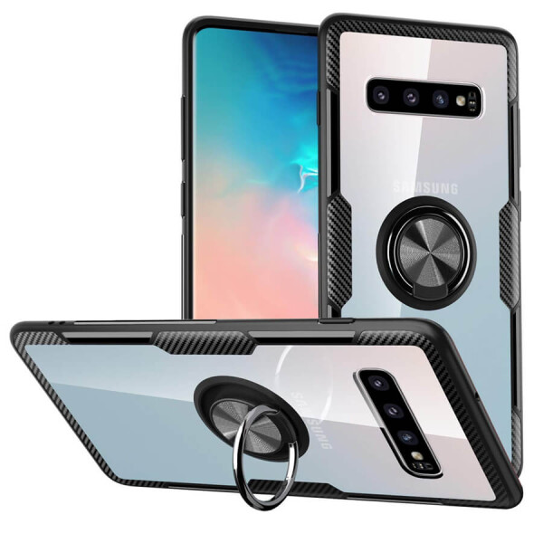

TPU+PC чехол Deen CrystalRing под магнитный держатель для Samsung Galaxy S10 Бесцветный / Черный