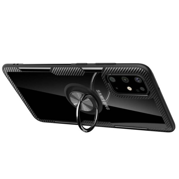 

TPU+PC чехол Deen CrystalRing под магнитный держатель для Samsung Galaxy S20+ Бесцветный / Черный