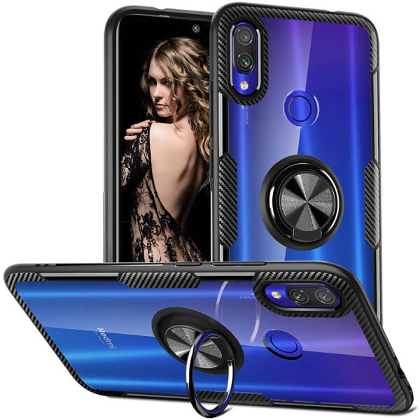 

TPU+PC чехол Deen CrystalRing под магнитный держатель для Xiaomi Redmi Note 7 / Note 7 Pro / Note 7s Бесцветный / Черный