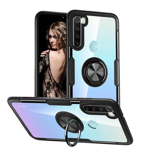 

TPU+PC чехол Deen CrystalRing под магнитный держатель для Xiaomi Redmi Note 8 Бесцветный / Черный