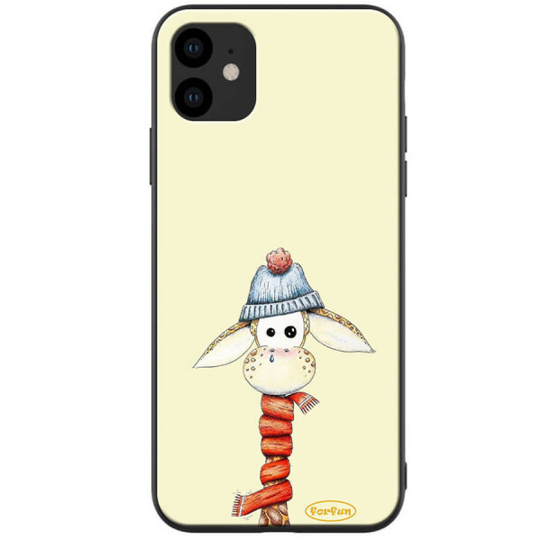 

TPU+PC чехол ForFun для Apple iPhone 11 (6.1") Жираф в шапке / Бежевый