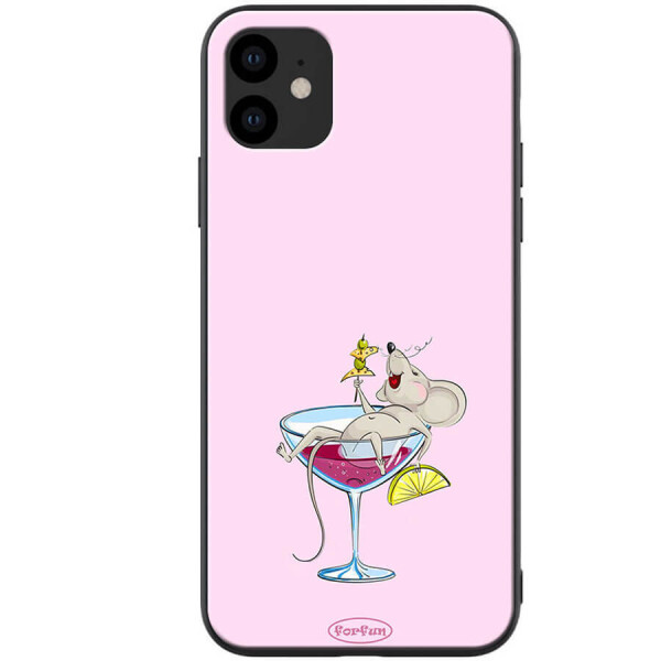 

TPU+PC чехол ForFun для Apple iPhone 11 (6.1") Мышь в бокале / Розовый