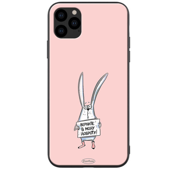 

TPU+PC чехол ForFun для Apple iPhone 11 Pro Max (6.5") Добрый заяц / Розовый