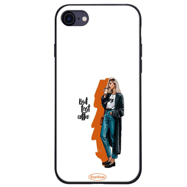 

TPU+PC чехол ForFun для Apple iPhone 7 / 8 (4.7") But first coffee / белый