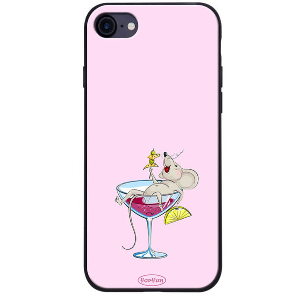 

TPU+PC чехол ForFun для Apple iPhone 7 / 8 (4.7") Мышь в бокале / Розовый