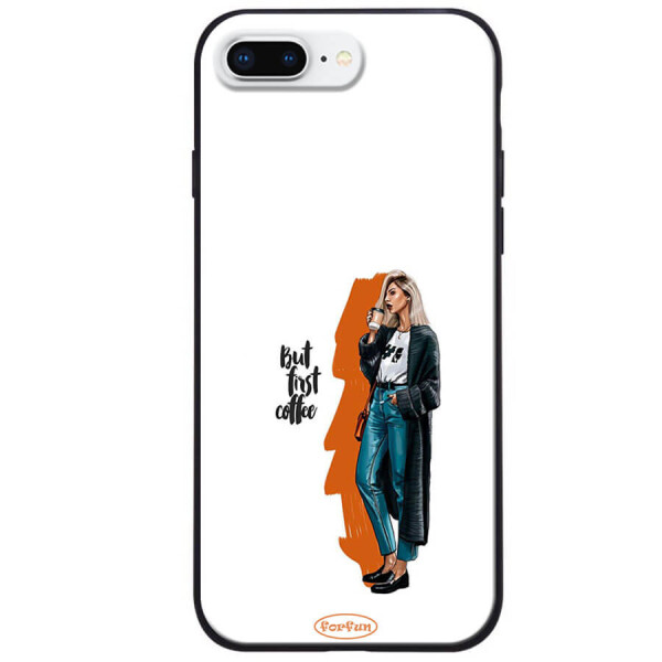 

TPU+PC чехол ForFun для Apple iPhone 7 plus / 8 plus (5.5") But first coffee / белый