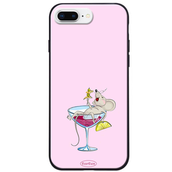 

TPU+PC чехол ForFun для Apple iPhone 7 plus / 8 plus (5.5") Мышь в бокале / Розовый
