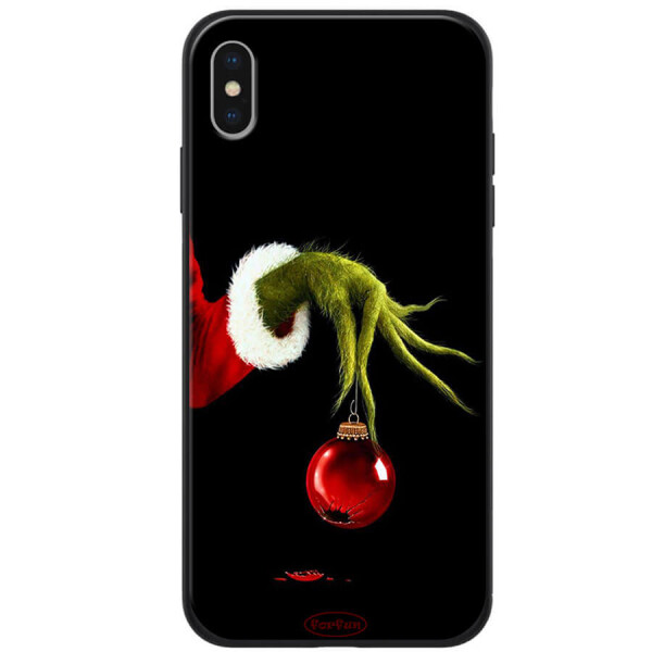 

TPU+PC чехол ForFun для Apple iPhone X / XS (5.8") Гринч и елочная игрушка / Черный