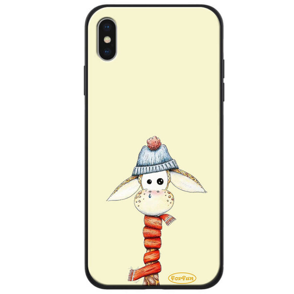 

TPU+PC чехол ForFun для Apple iPhone XS Max (6.5") Жираф в шапке / Бежевый