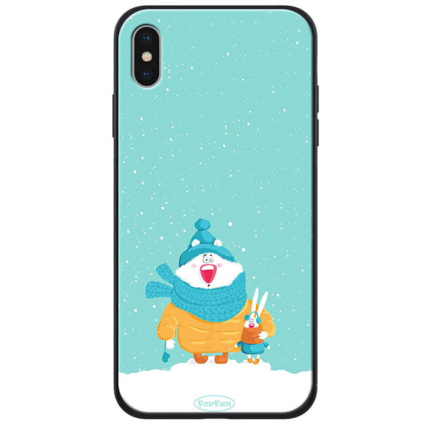 

TPU+PC чехол ForFun для Apple iPhone XS Max (6.5") Медведь и заяц / Голубой