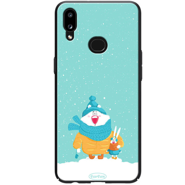 

TPU+PC чехол ForFun для Samsung Galaxy A10s Медведь и заяц / Голубой