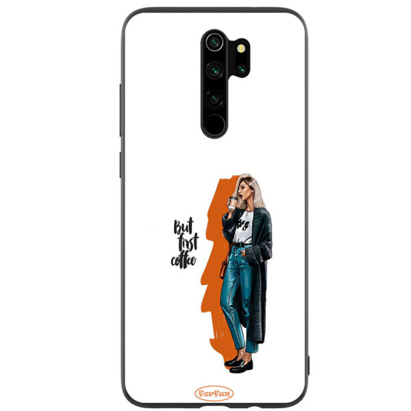

TPU+PC чехол ForFun для Xiaomi Redmi Note 8 Pro But first coffee / белый