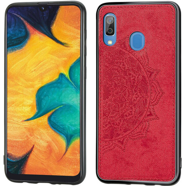 

TPU+Textile чехол Mandala с 3D тиснением для Samsung Galaxy A20 / A30 Красный