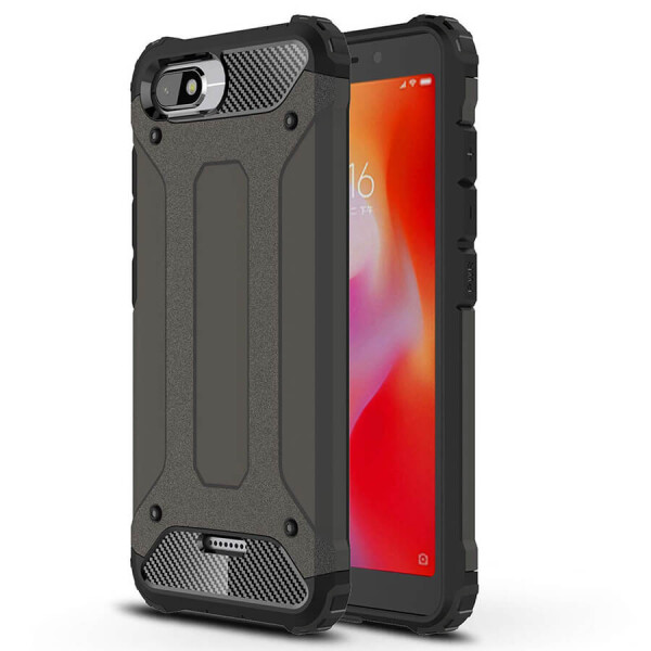 

Бронированный противоударный TPU+PC чехол Immortal для Xiaomi Redmi 6A Металл / Gun Metal