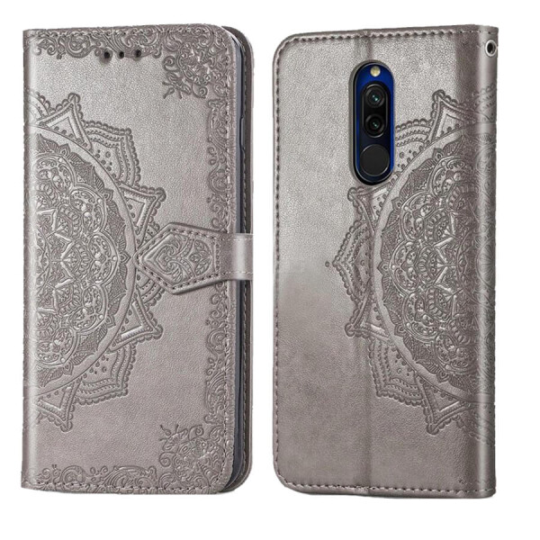 

Кожаный чехол (книжка) Art Case с визитницей для Xiaomi Redmi 8 Серый