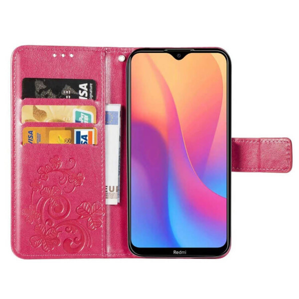 

Кожаный чехол (книжка) Four-leaf Clover с визитницей для Xiaomi Redmi 8a Серый