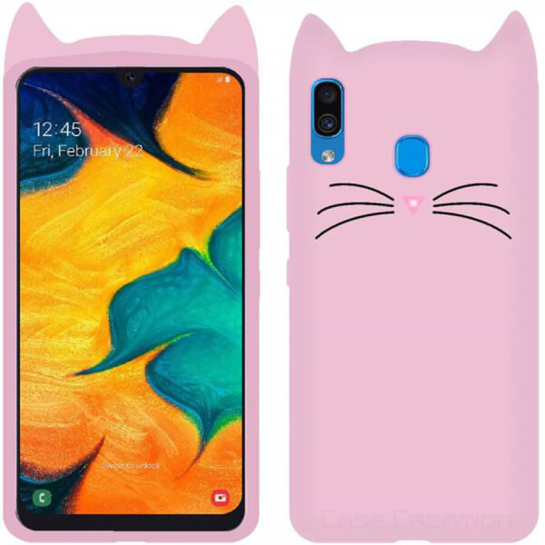 Акція на Силиконовая накладка 3D Cat для Samsung Galaxy A20 / A30 Розовый від Allo UA