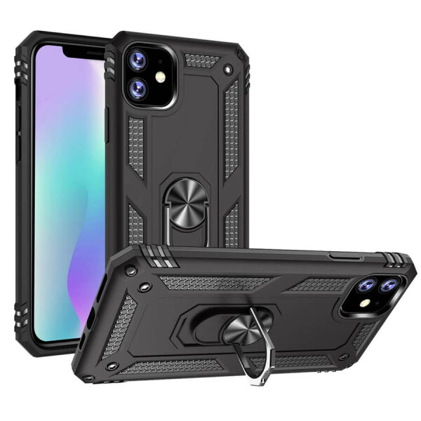 

Ударопрочный чехол Serge Ring магнитный держатель для Apple iPhone 11 Pro Max (6.5") Темно-синий