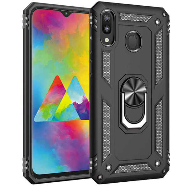 

Ударопрочный чехол Serge Ring магнитный держатель для Samsung Galaxy A10s Черный