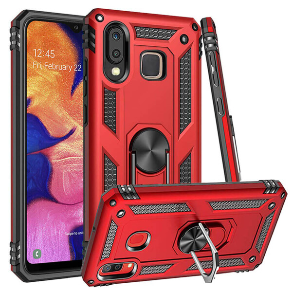 

Ударопрочный чехол Serge Ring магнитный держатель для Samsung Galaxy A20 / A30 Красный