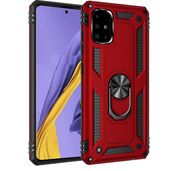 

Ударопрочный чехол Serge Ring магнитный держатель для Samsung Galaxy A51 Красный