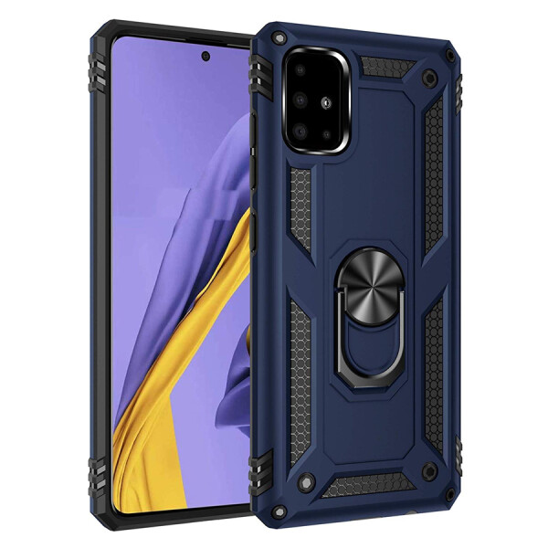 

Ударопрочный чехол Serge Ring магнитный держатель для Samsung Galaxy A51 Темно-синий
