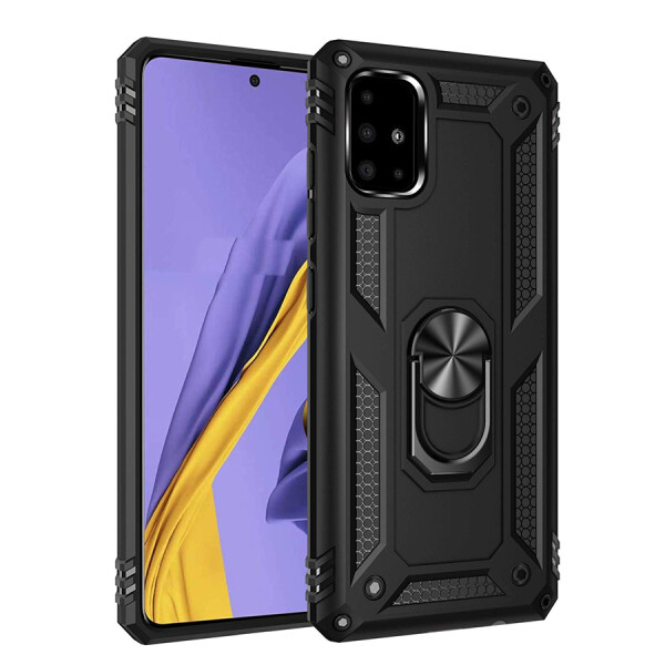 

Ударопрочный чехол Serge Ring магнитный держатель для Samsung Galaxy A51 Черный