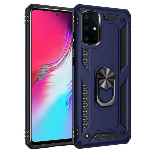 

Ударопрочный чехол Serge Ring магнитный держатель для Samsung Galaxy S20+ Темно-синий