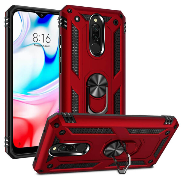 

Ударопрочный чехол Serge Ring магнитный держатель для Xiaomi Redmi 8 / 8a Красный