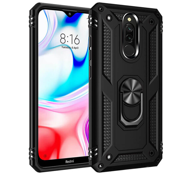 

Ударопрочный чехол Serge Ring магнитный держатель для Xiaomi Redmi 8 / 8a Черный