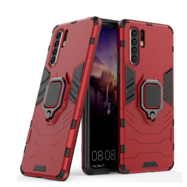 

Ударопрочный чехол Transformer Ring под магнитный держатель для Huawei P30 Pro Серый / Metal slate