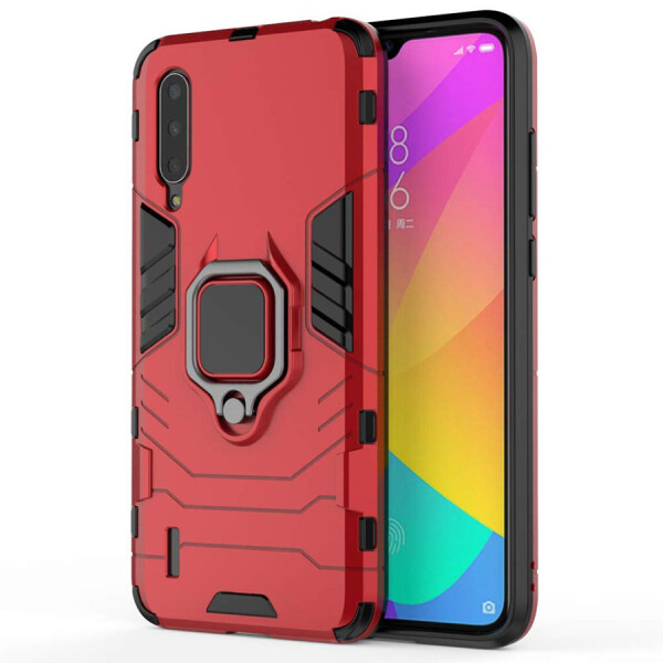 Ударопрочный чехол Transformer Ring под магнитный держатель для Xiaomi Mi CC9 / Mi 9 Lite Красный / Dante Red