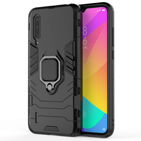 

Ударопрочный чехол Transformer Ring под магнитный держатель для Xiaomi Mi CC9 / Mi 9 Lite Черный / Soul Black