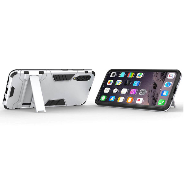

Ударопрочный чехол-подставка Transformer для Samsung Galaxy A70 (A705F) с мощной защитой корпуса Металл / Gun Metal