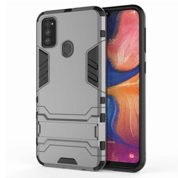 

Ударопрочный чехол-подставка Transformer для Samsung Galaxy M30s / M21 с мощной защитой корпуса Серый / Metal slate