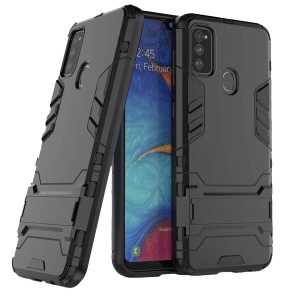 

Ударопрочный чехол-подставка Transformer для Samsung Galaxy M30s с мощной защитой корпуса Черный / Soul Black