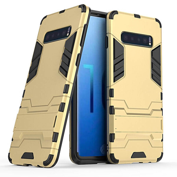 

Ударопрочный чехол-подставка Transformer для Samsung Galaxy S10+ с мощной защитой корпуса Металл / Gun Metal