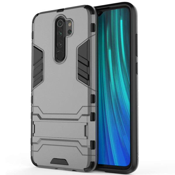 

Ударопрочный чехол-подставка Transformer для Xiaomi Redmi Note 8 Pro с мощной защитой корпуса Металл / Gun Metal