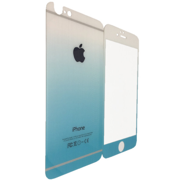 

Защитное стекло DK-Case для Apple iPhone 5/5S радуга градиент back/face (blue/white)