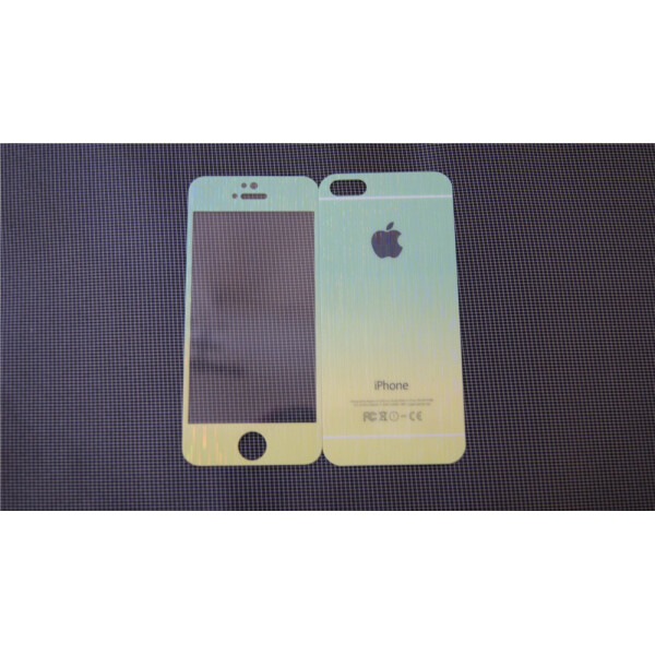 Акція на Защитное стекло DK-Case для Apple iPhone 5/5S радуга градиент back/face (yellow/green) від Allo UA