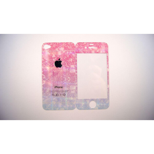 

Защитное стекло for Apple iPhone 4/4S жемчужный ручей back/face blue/pink